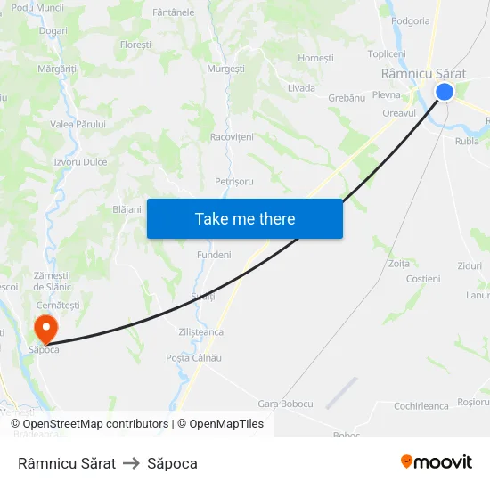 Râmnicu Sărat to Săpoca map