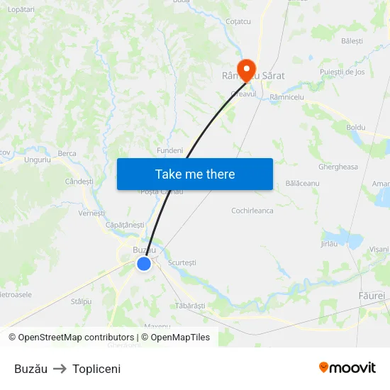 Buzău to Topliceni map