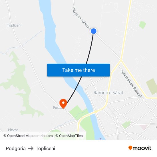 Podgoria to Topliceni map