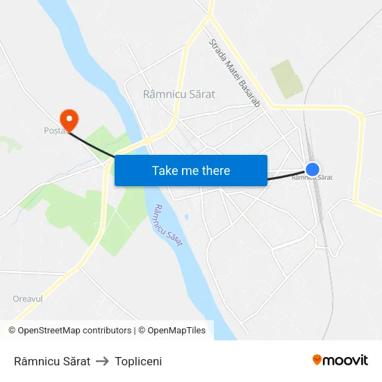 Râmnicu Sărat to Topliceni map