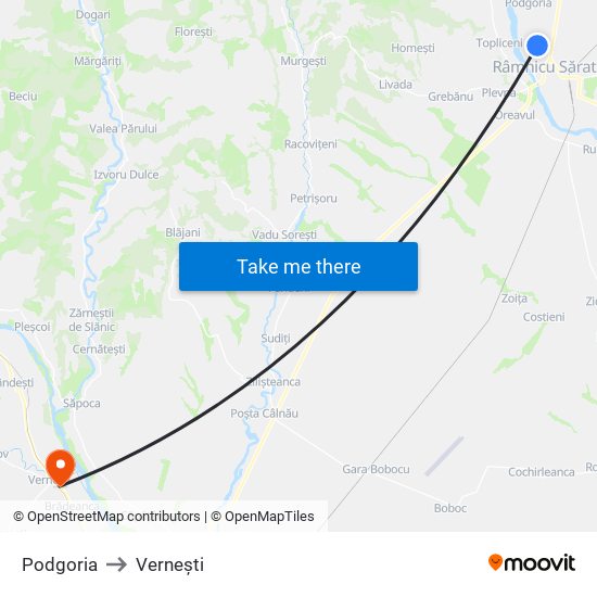 Podgoria to Vernești map