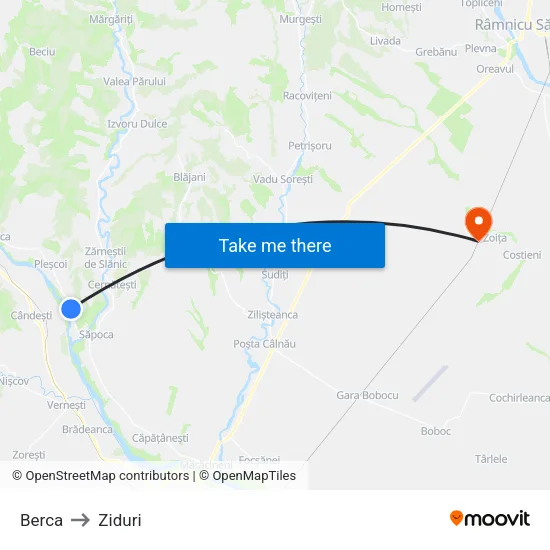 Berca to Ziduri map