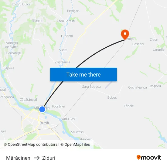 Mărăcineni to Ziduri map