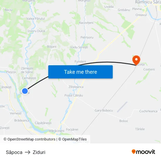 Săpoca to Ziduri map