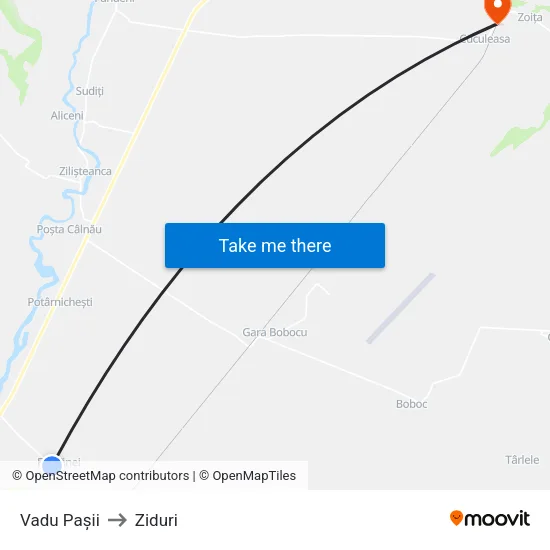 Vadu Pașii to Ziduri map