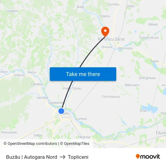 Buzău | Autogara Nord to Topliceni map