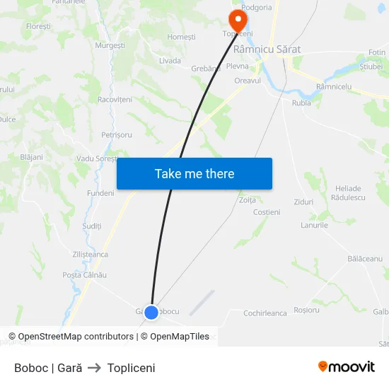 Boboc | Gară to Topliceni map