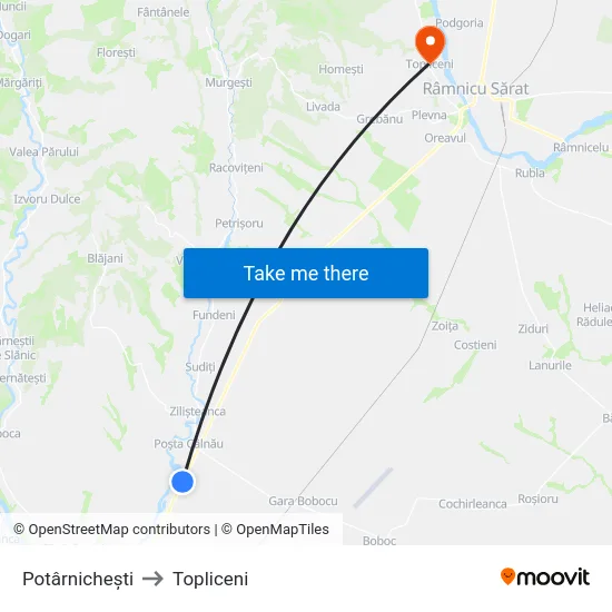 Potârnichești to Topliceni map