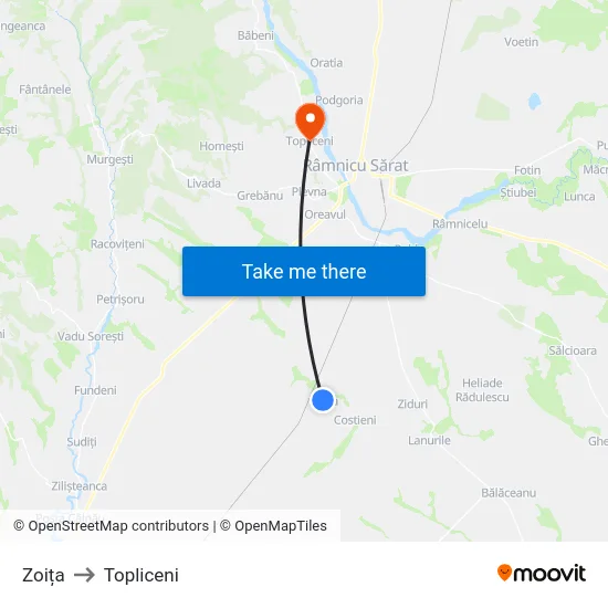 Zoița to Topliceni map