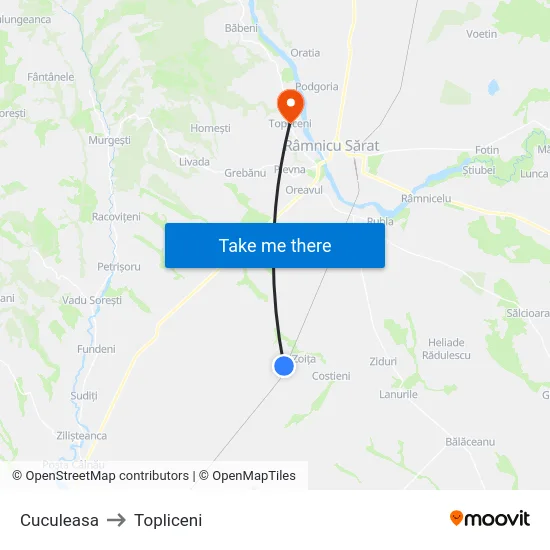 Cuculeasa to Topliceni map