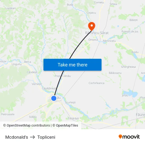 Mcdonald's to Topliceni map