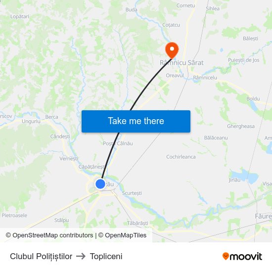 Clubul Polițiștilor to Topliceni map