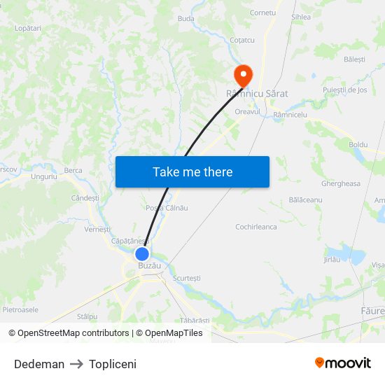 Dedeman to Topliceni map