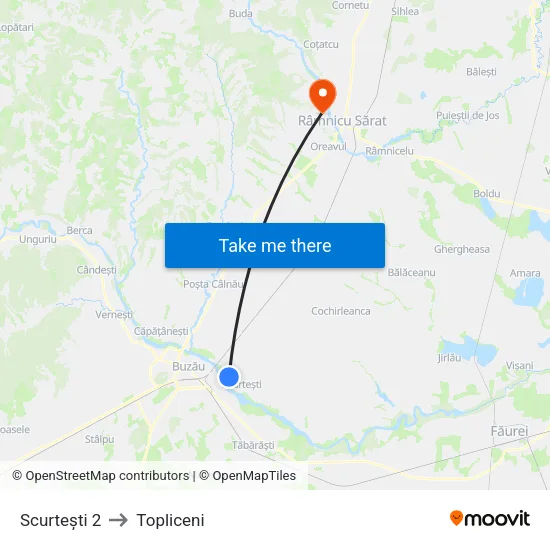 Scurtești 2 to Topliceni map