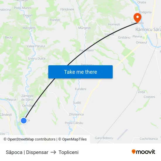 Săpoca | Dispensar to Topliceni map