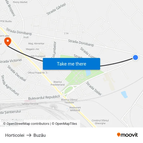 Horticolei to Buzău map