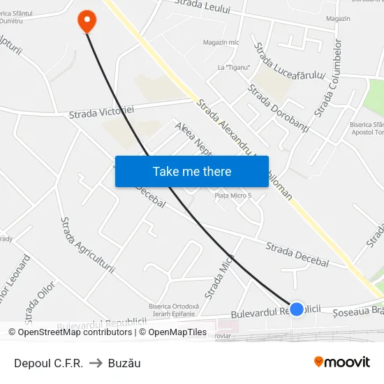 Depoul C.F.R. to Buzău map