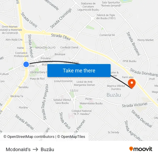 Mcdonald's to Buzău map