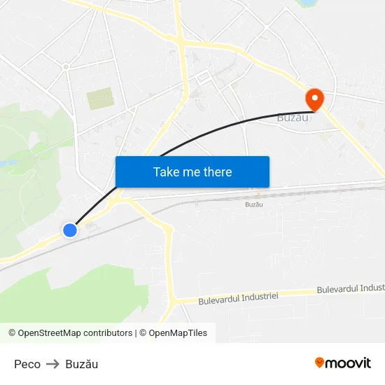Peco to Buzău map