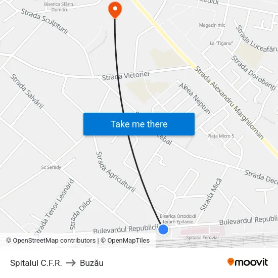 Spitalul C.F.R. to Buzău map
