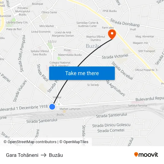 Gara Tohăneni to Buzău map