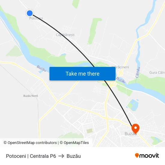 Potoceni | Centrala P6 to Buzău map