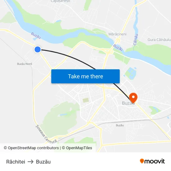 Răchitei to Buzău map
