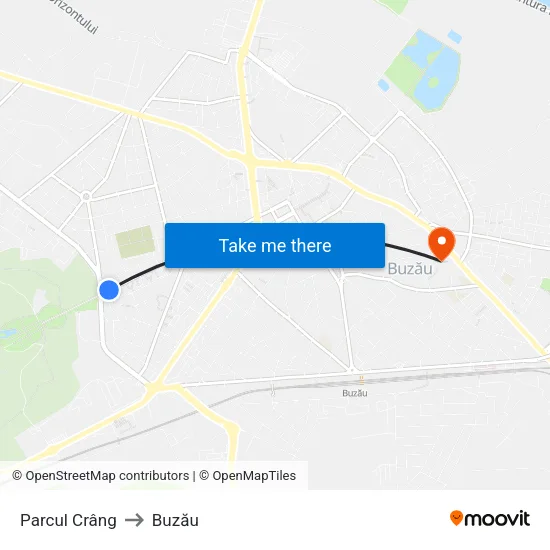 Parcul Crâng to Buzău map