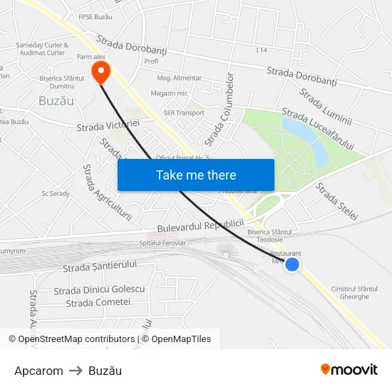Apcarom to Buzău map
