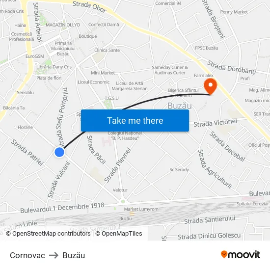 Cornovac to Buzău map