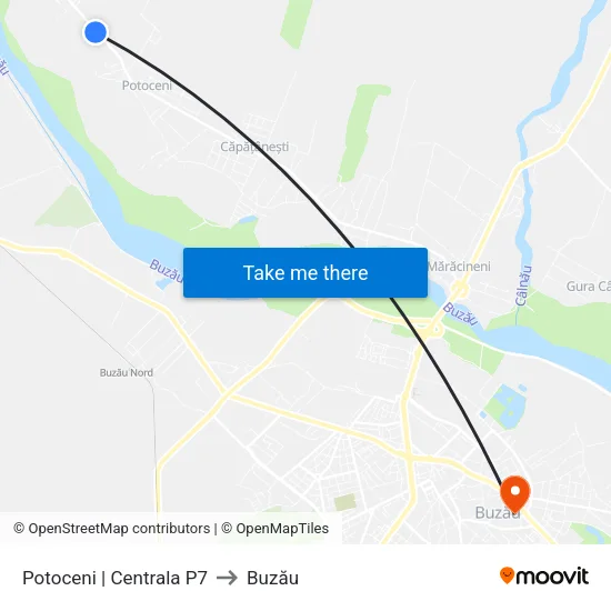 Potoceni | Centrala P7 to Buzău map