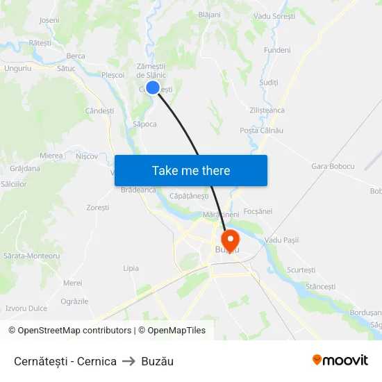 Cernătești | Cernica to Buzău map