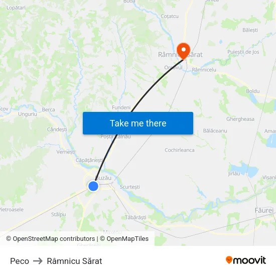 Peco to Râmnicu Sărat map