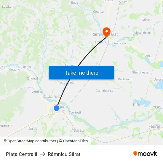 Piața Centrală to Râmnicu Sărat map