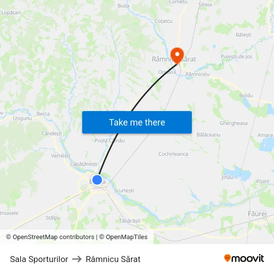 Sala Sporturilor to Râmnicu Sărat map
