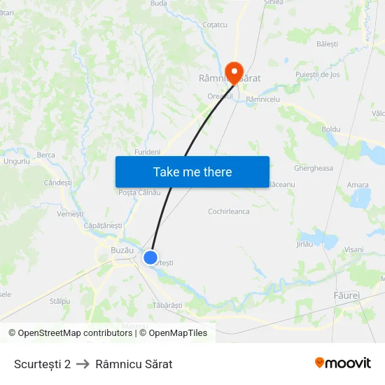 Scurtești 2 to Râmnicu Sărat map