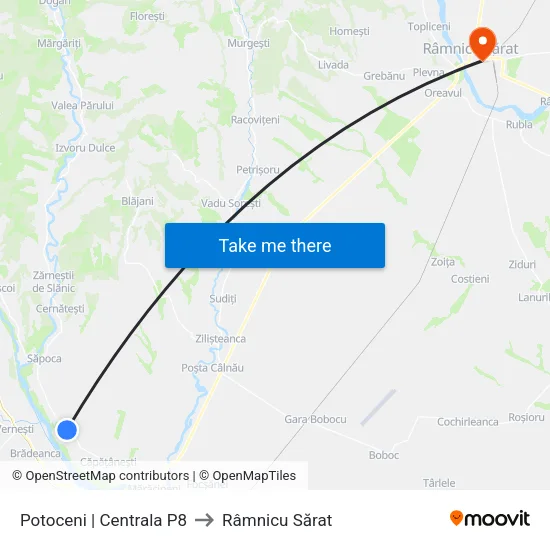 Potoceni | Centrala P8 to Râmnicu Sărat map