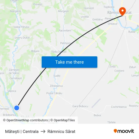 Mătești | Centrala to Râmnicu Sărat map