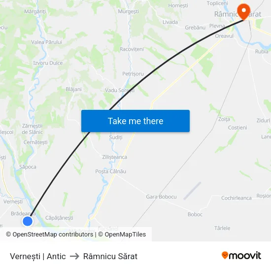 Vernești | Antic to Râmnicu Sărat map