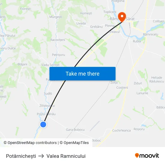 Potârnichești to Valea Ramnicului map