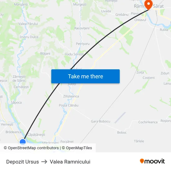 Depozit Ursus to Valea Ramnicului map