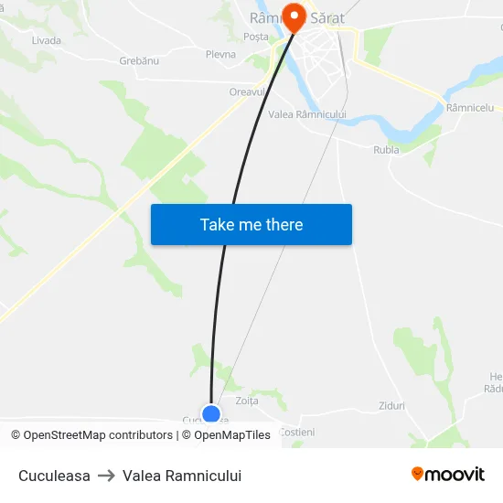Cuculeasa to Valea Ramnicului map