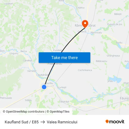 Kaufland Sud / E85 to Valea Ramnicului map