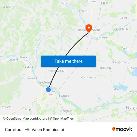 Carrefour to Valea Ramnicului map