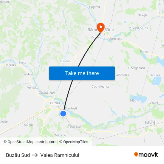 Buzău Sud to Valea Ramnicului map