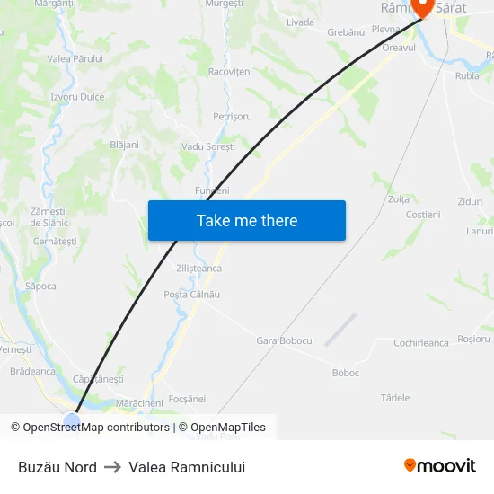 Buzău Nord to Valea Ramnicului map