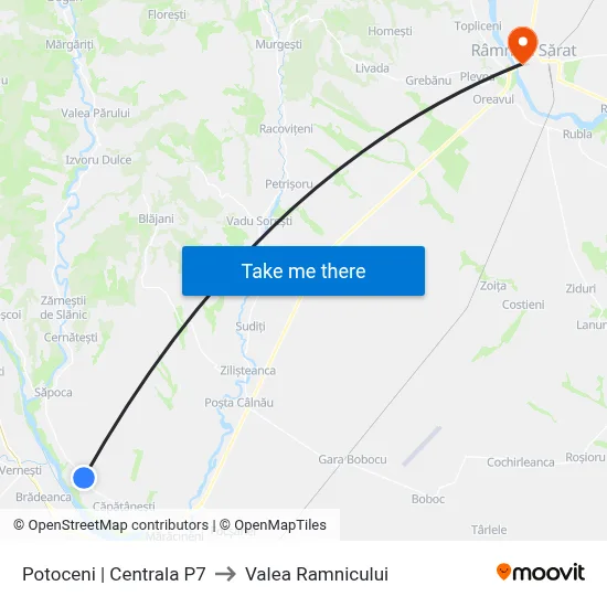 Potoceni | Centrala P7 to Valea Ramnicului map