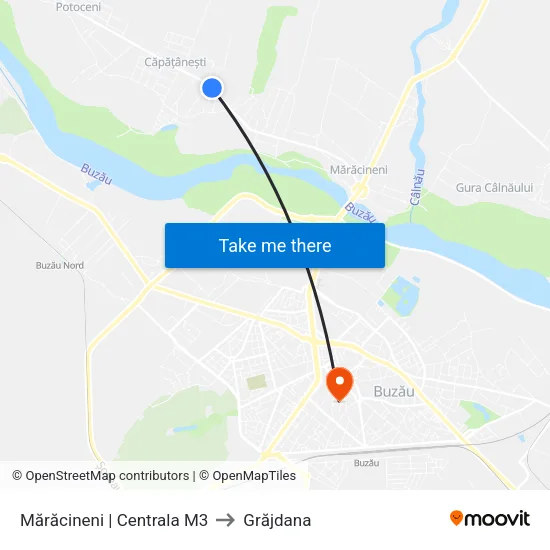 Mărăcineni | Centrala M3 to Grăjdana map