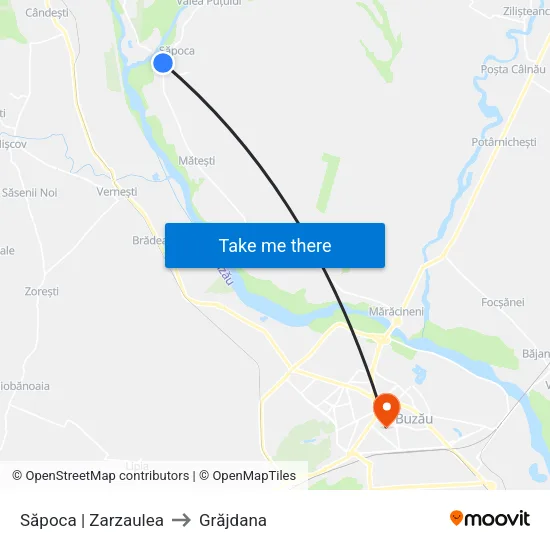 Săpoca | Zarzaulea to Grăjdana map