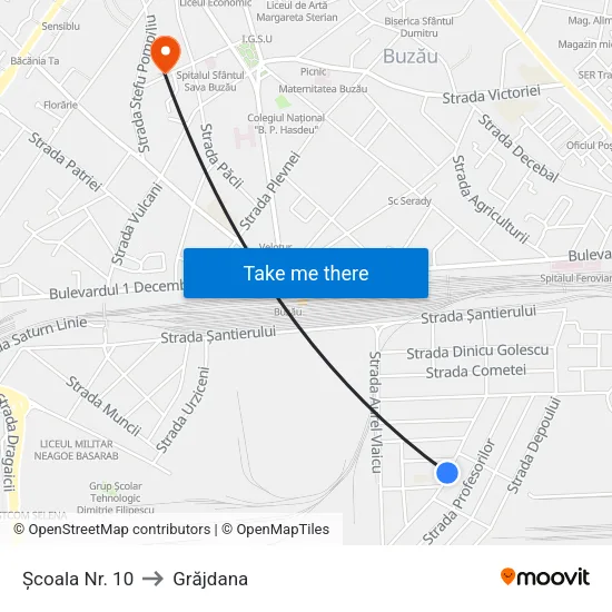 Școala Nr. 10 to Grăjdana map